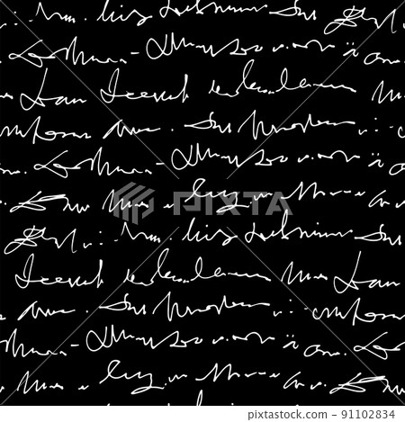 Handwritten abstract text vector seamless pattern, hand drawn background 91102834