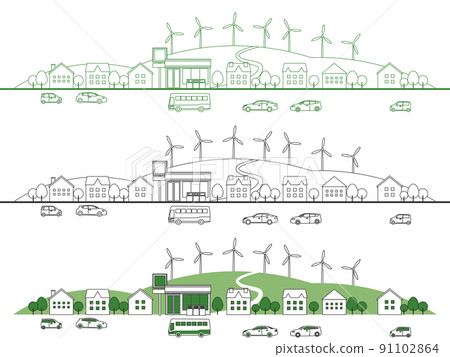 Cityscape residential area background material 91102864