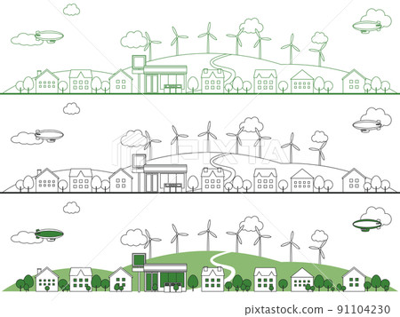 Cityscape residential area background material 91104230