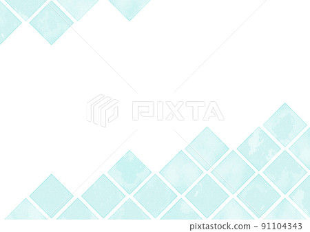 Watercolor tile pattern frame 7 light blue Ver 91104343