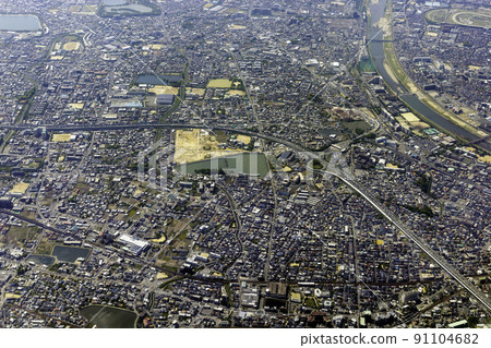 Aerial view of the vicinity of the Takarazuka interchange on the Chugoku Expressway 91104682