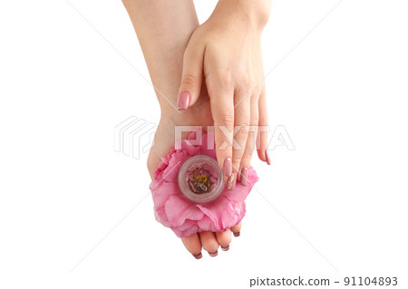 Concept of hand care with cosmetics on white background Concept of hand care with cosmetics on white background 91104893
