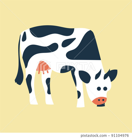 Cow farm animal vector illustration. Cattle agriculture livestock cartoon and isolated domestic mammal art. Beef bull standing silhouette icon and drawing bovine. Summer rural simple vertebrate Cow farm animal vector illustration. Cattle agriculture livestock cartoon and isolated domestic mammal art. Beef bull standing silhouette icon and drawing bovine. Summer rural simple vertebrate 91104976