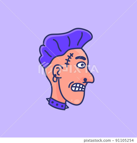 punk head vector sticker design 91105254