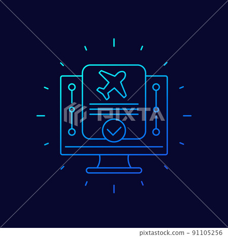 flight booking, airline tickets online line icon 91105256