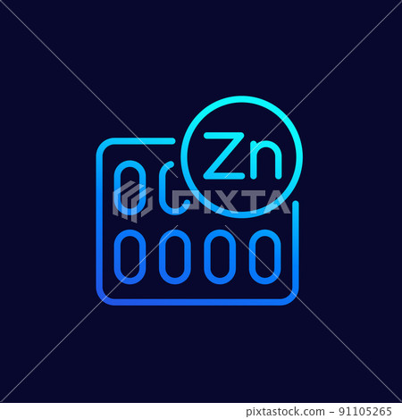 zinc capsules, Zn mineral line vector icon zinc capsules, Zn mineral line vector icon 91105265
