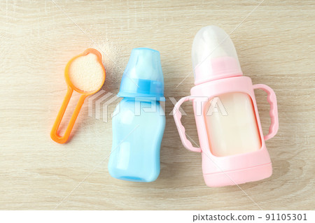 Concept of baby food with podered milk Concept of baby food with podered milk 91105301