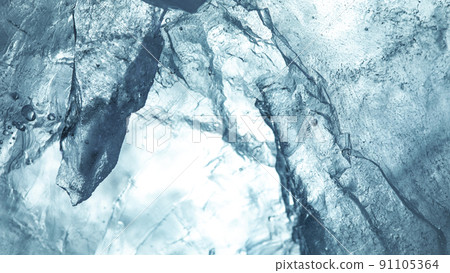 Abstract ice texture. A network of cracks on a piece of blue ice Abstract ice texture. A network of cracks on a piece of blue ice 91105364