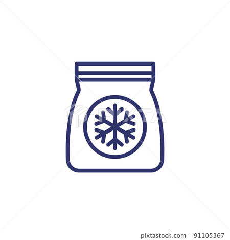 frozen bag line icon, vector 91105367