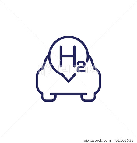 hydrogen car line icon, vector 91105533