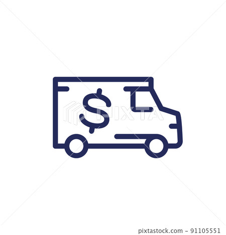 Armored truck line icon, cash money transportation Armored truck line icon, cash money transportation 91105551