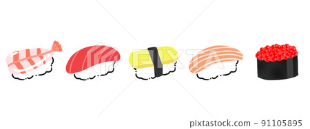 Sushi lined up in a row 91105895