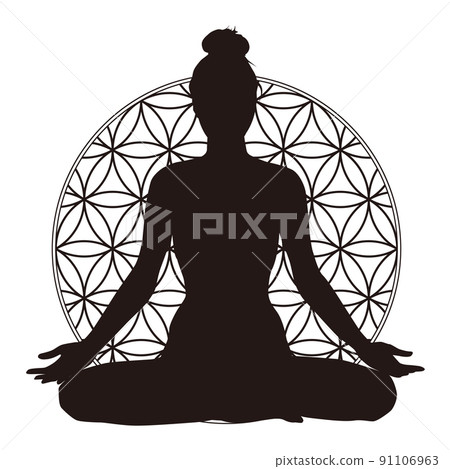 Simple yoga meditation person vector and JPG illustration material 91106963