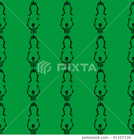 pattern of skeletons on a green background 91107136