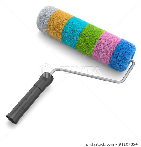 Paint roller for painting walls and renovating apartment on white background. 91107854
