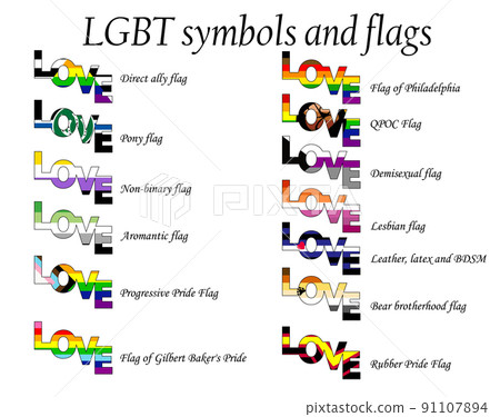 A set of new LGBT flags including Progressive, Aromantic, Philadelphia, QPOC, Demisexual, Lesbian, BDSM, Rubber A set of new LGBT flags including Progressive, Aromantic, Philadelphia, QPOC, Demisexual, Lesbian, BDSM, Rubber 91107894