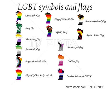 A set of new LGBT flags including Progressive, Aromantic, Philadelphia, QPOC, Demisexual, Lesbian, BDSM, Rubber A set of new LGBT flags including Progressive, Aromantic, Philadelphia, QPOC, Demisexual, Lesbian, BDSM, Rubber 91107898
