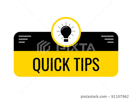 Quick tips with light bulb expert hint badge vector icon. 91107962