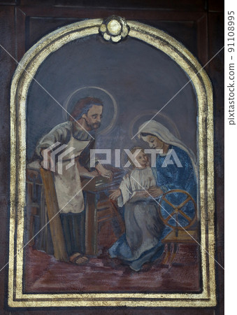 Holy Family, the altarpiece in the church of St. Aloysius in Travnik, Bosnia and Herzegovina Holy Family, the altarpiece in the church of St. Aloysius in Travnik, Bosnia and Herzegovina 91108995