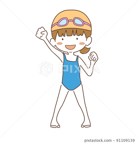 矢量素材學校泳裝女孩 矢量素材學校泳裝女孩 91109139