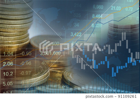 Stock market investment trading financial, coin and graph chart or Forex for analyze profit finance business trend data background. 91109261
