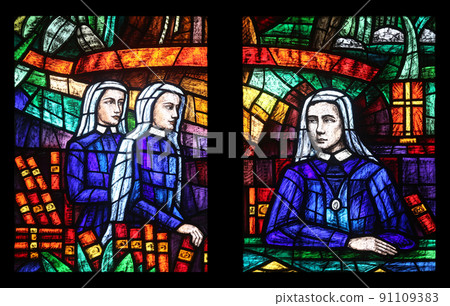 Africa window, Stained glass in Votivkirche (The Votive Church) in Vienna, Austria 91109383