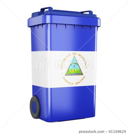 Waste container with Nicaraguan flag, 3D rendering 91109629