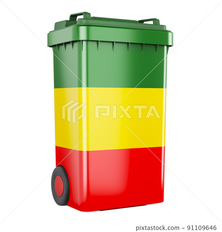 Waste container with Rastafarian flag, 3D rendering 91109646