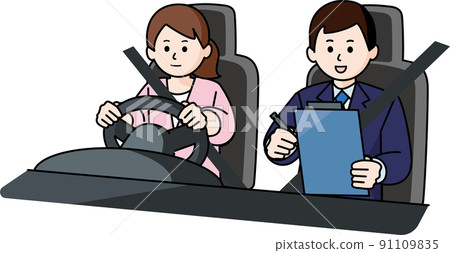 Female trainees and instructors in the driving school 91109835