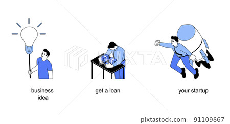 Set of conceptual illustrations on business creation. Set of conceptual illustrations on business creation. 91109867