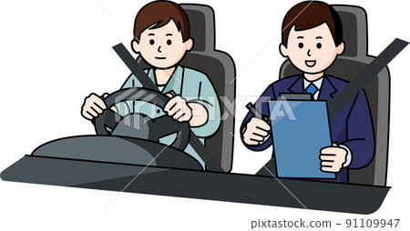 Male driving school students and instructors 91109947