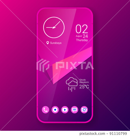 purple paper texture home screen realistic smartphone user interface purple paper texture home screen realistic smartphone user interface 91110799