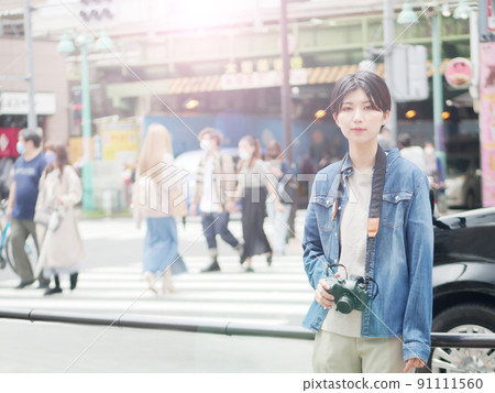 Female photographer camera girl Female photographer camera girl 91111560