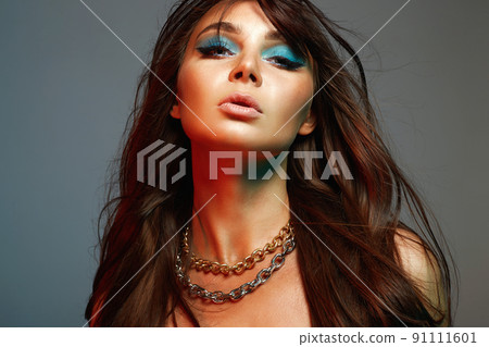 Beautiful woman in color Light. amazing girl 91111601
