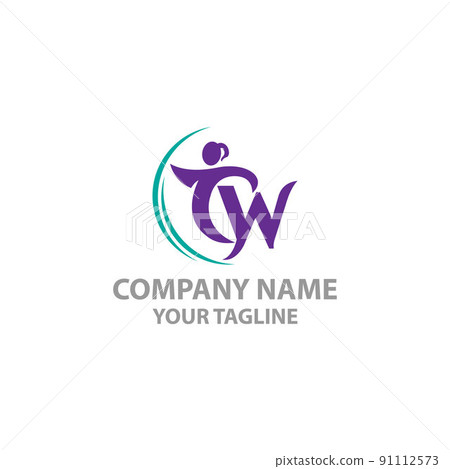 letter TW Logo Abstract People, fitness and yoga logo icon. letter TW Logo Abstract People, fitness and yoga logo icon. 91112573