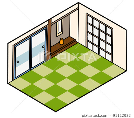 Ryukyu tatami Japanese-style room isometric illustration 91112922