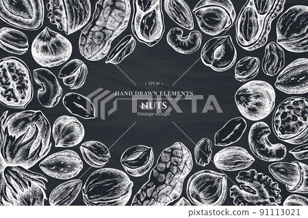 Monochrome design with chalk cashew, peanut, pistachio, etc. 91113021