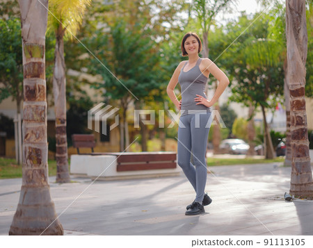 outdoor sports, workout and wellness concept. outdoor sports, workout and wellness concept. 91113105