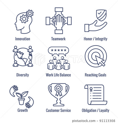 Core Values or Mission and Vision Icons Core Values or Mission and Vision Icons 91113308