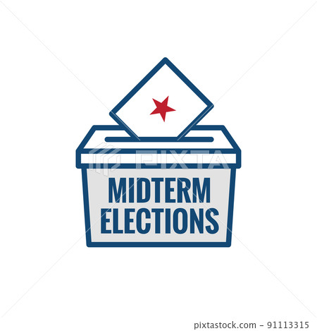 2022 Midterm Elections Design w Red White and Blue Vote Icon 91113315