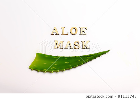 aloe leaf on a light background. Natural cosmetics and treatments aloe leaf on a light background. Natural cosmetics and treatments 91113745