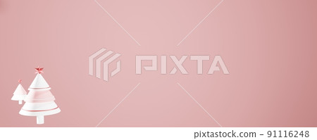 3d render. Winter composition. Christmas trees on a pink xmas background .3d illustration 3d render. Winter composition. Christmas trees on a pink xmas background .3d illustration 91116248