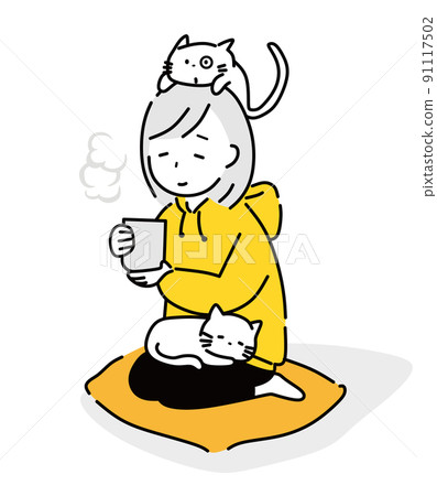 悠閒地休息的女人，沒有壓力 91117502