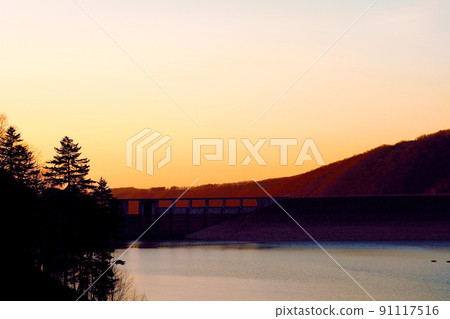Lake Chubetsu at dusk Hokkaido 91117516