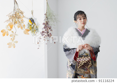 Furisode seijin-shiki feather stole 91118224