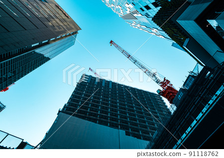 改造東京 建設中的澀谷站周邊 從新南口櫻丘口附近仰望 2022.05 淺色 91118762