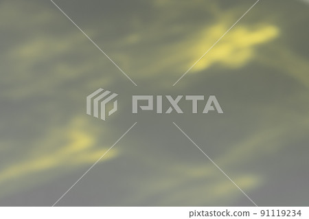 Caustic effect light refraction on yellow wall overlay photo mockup, blurred sun rays refracting through glass prism with shadow. Abstract natural light refraction silhouette on water surface 91119234