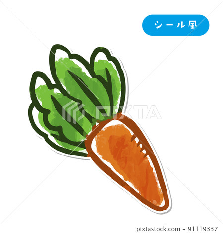 Vegetable illustration carrot sticker style 91119337