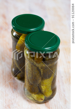 Glass bottle of marinated cucumbers Glass bottle of marinated cucumbers 91120064