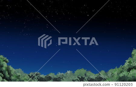 暑假營夜動漫風格的風景與夜空閃耀的星星(有復制空間) 暑假營夜動漫風格的風景與夜空閃耀的星星(有復制空間) 91120203